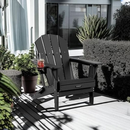 Folding Weather Resistant Adirondack Chairs - Black