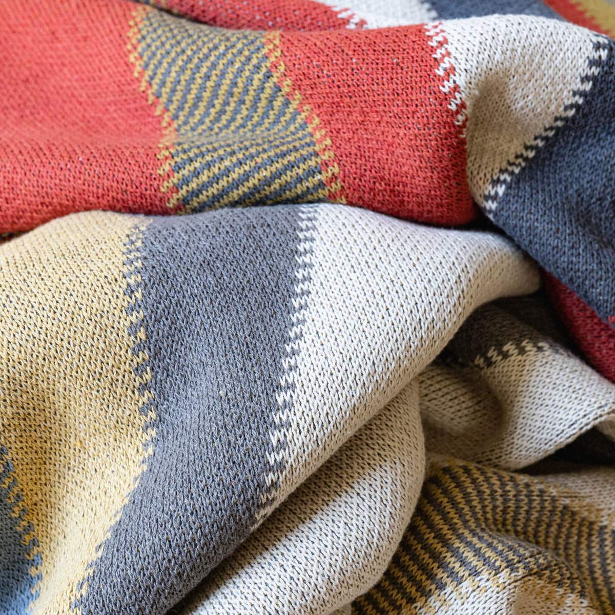 Crosswinds - Cotton Sustainable Knit Geometric Throw Blanket