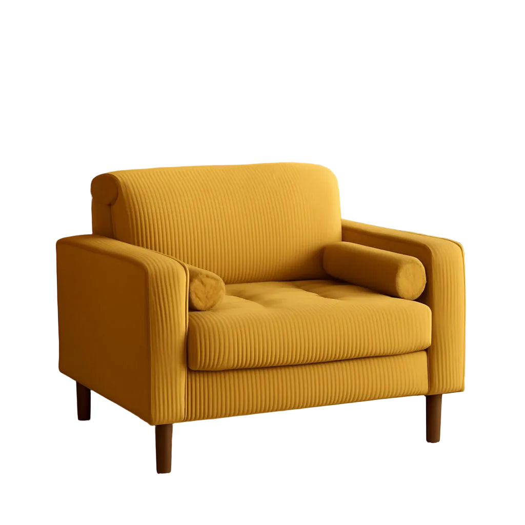 Mid Century Modern Oversized Corduroy Accent Chair in Yellow