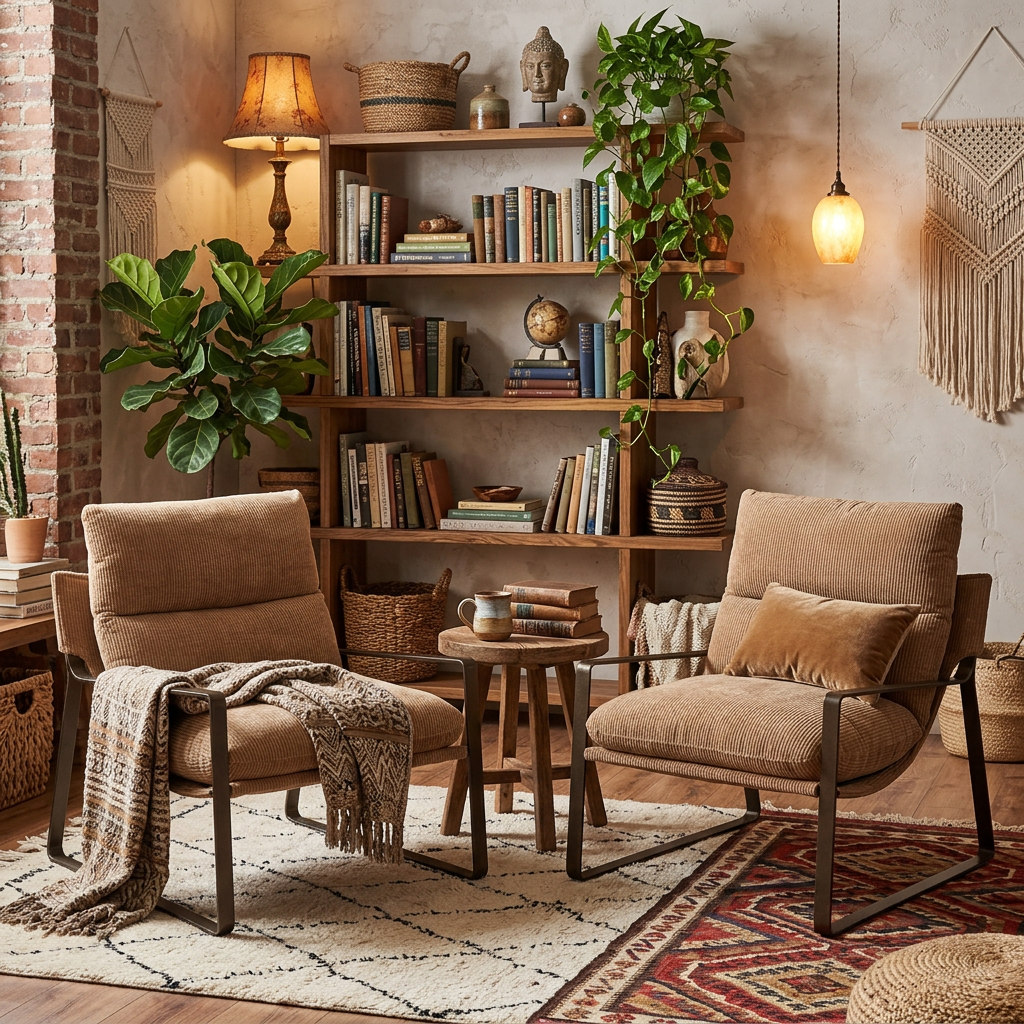 Set of 2 Cushioned Accent Chairs in Khaki