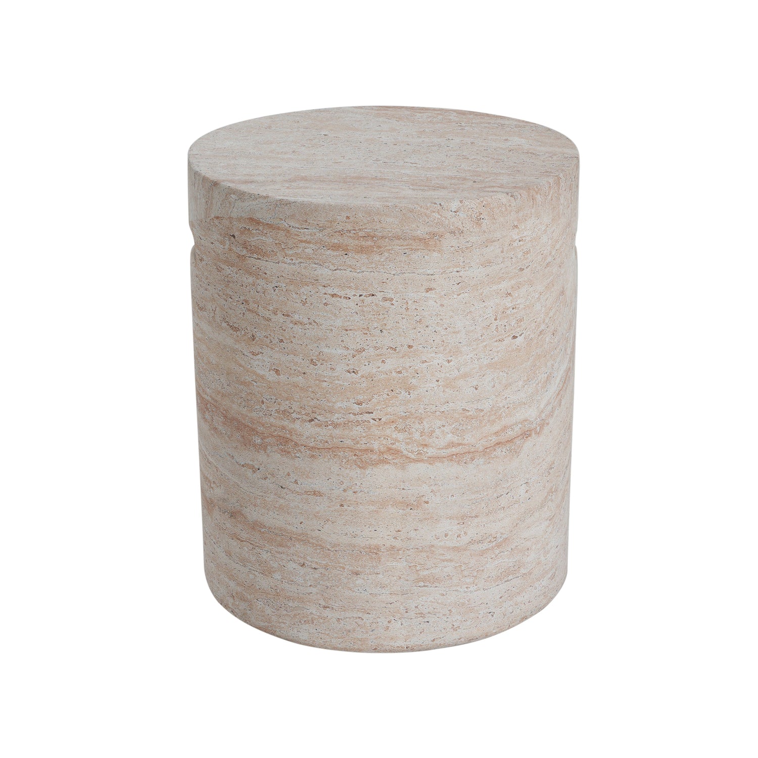 Indoor/Outdoor Concrete Side Table with Travertine Finish