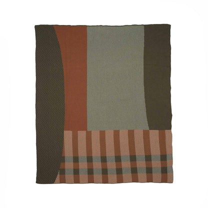 Patchwork Herringbone - Cotton Sustainable Knit Plaid Solid Throw Blanket