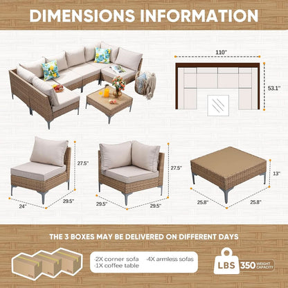 Seven Piece Wicker Patio Furniture Set with Cushions