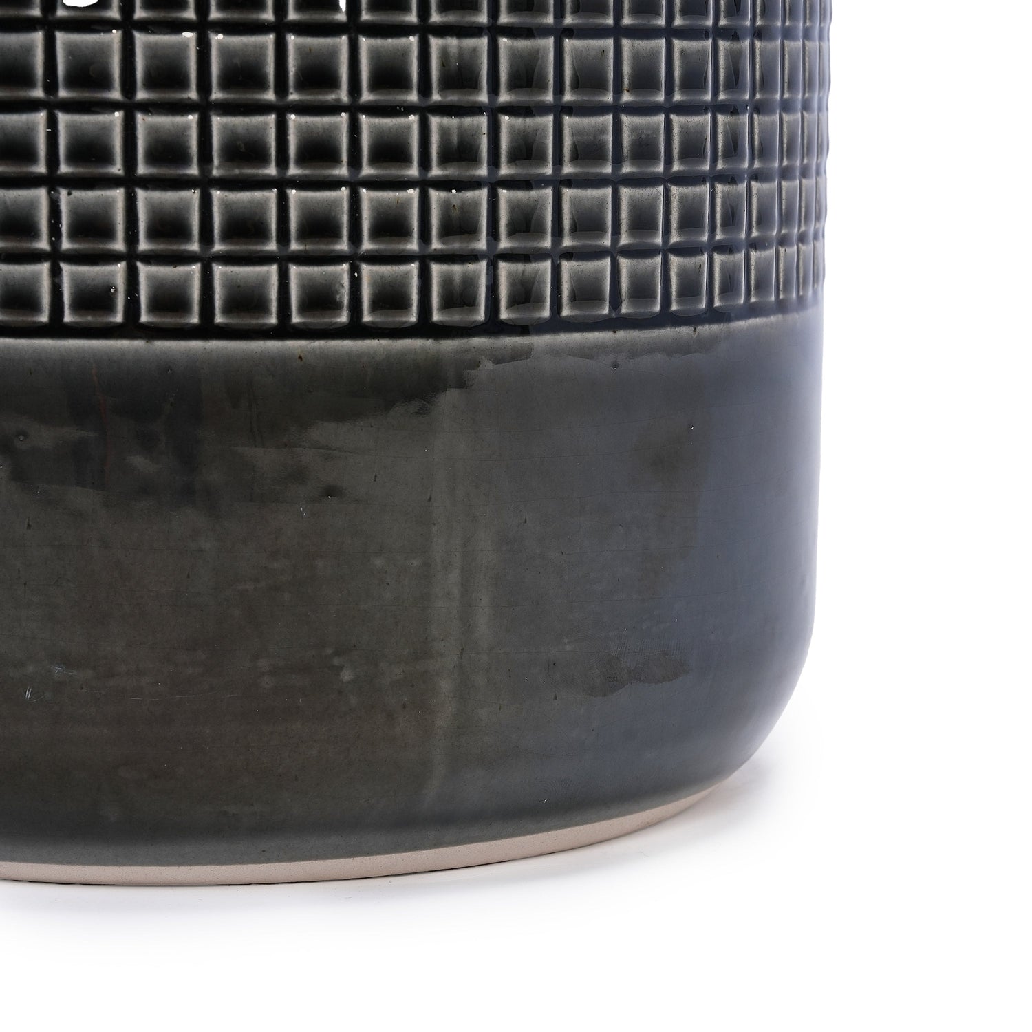 Set of 3 Black Grid Design Flower Pots