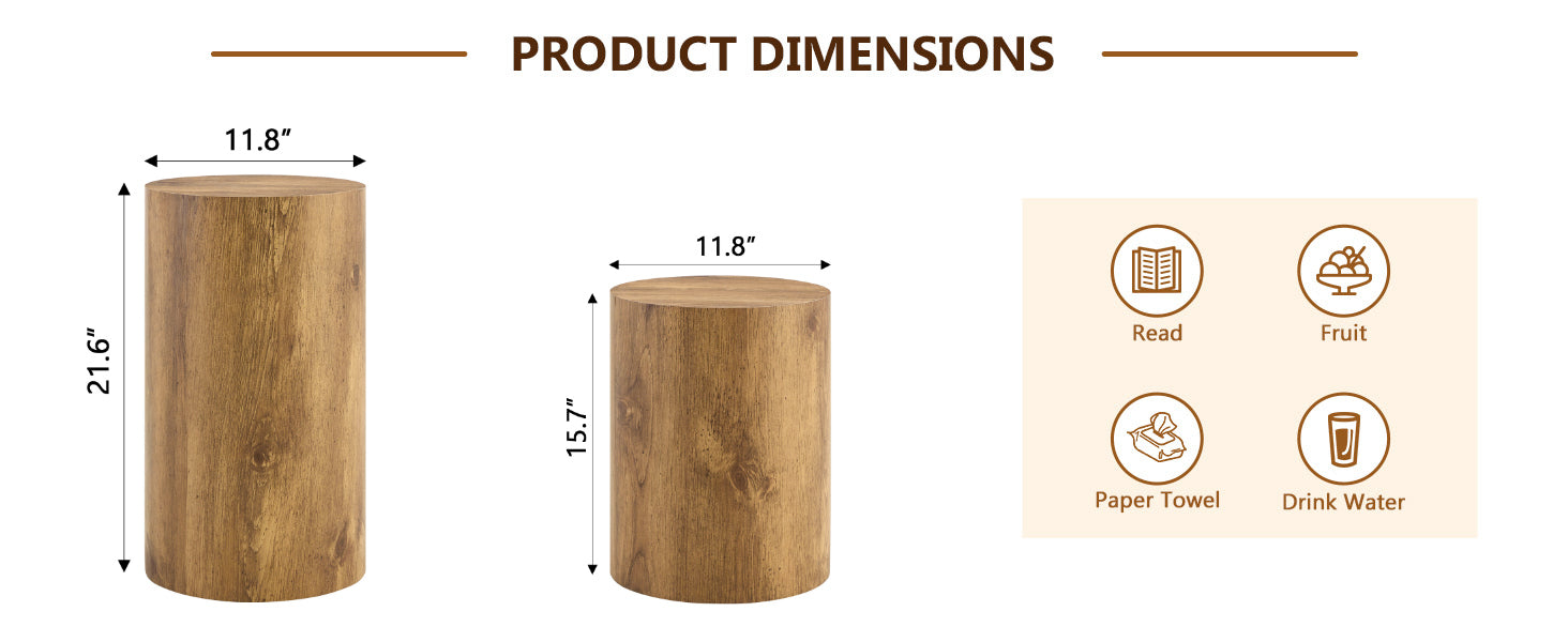 Modern Minimalist Set of Two Cylinder Coffee Tables