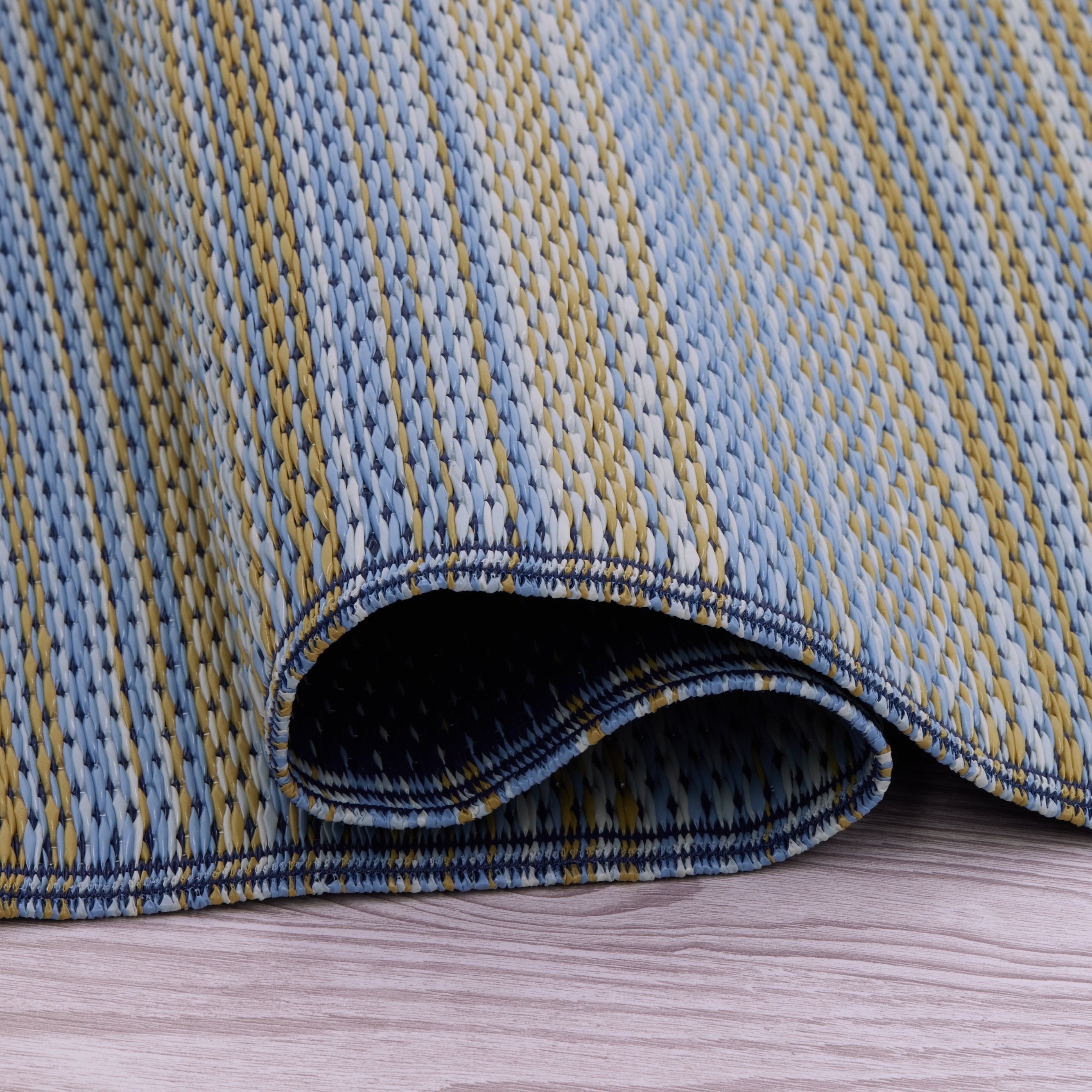 Cancun Shadow -  Reversible Blue Outdoor Rug