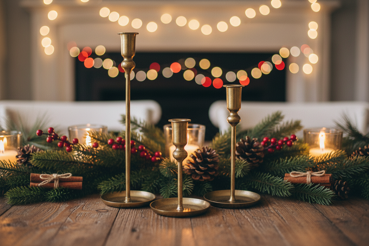 Set of 3 Gold Plate Candles Holders