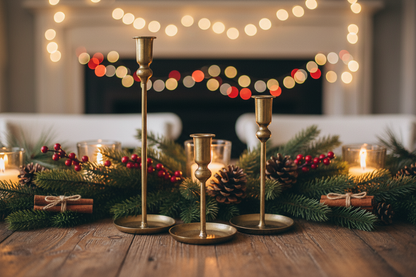 Set of 3 Gold Plate Candles Holders