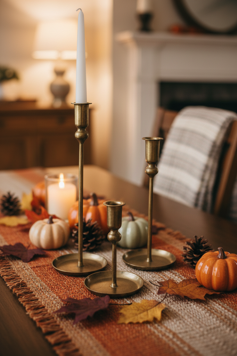 Set of 3 Gold Plate Candles Holders