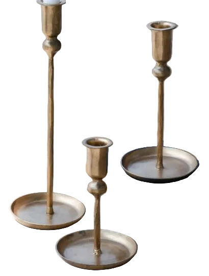 Set of 3 Gold Plate Candles Holders
