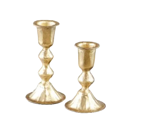 Set of 2 Gold Diamond Candle Holders
