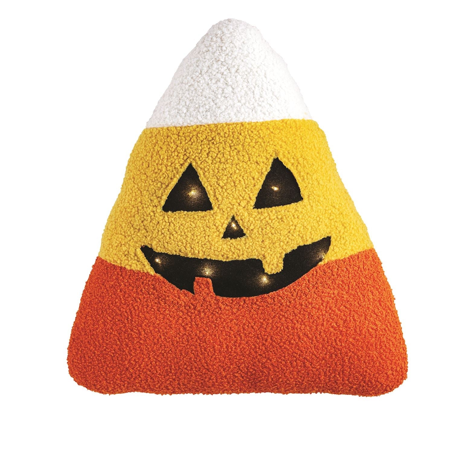 Candy Corn LED Halloween Throw Pillow