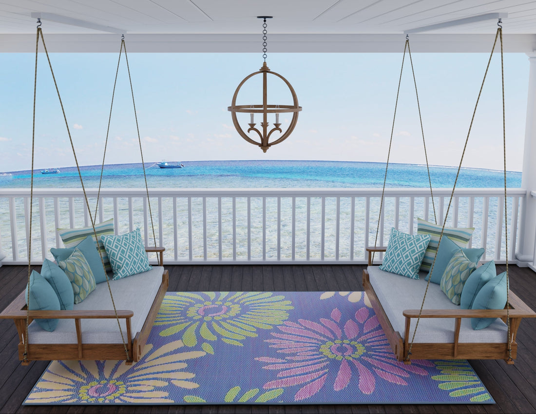 Daisy Violet Reversible Outdoor Mat
