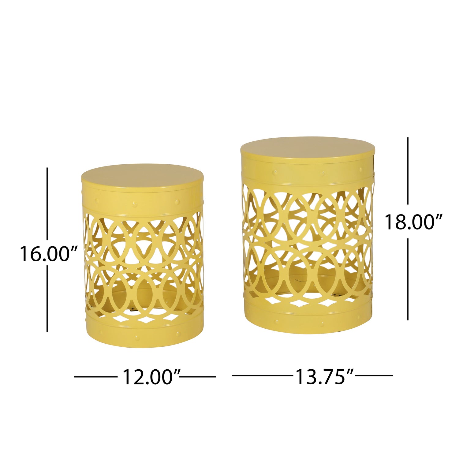 Set of 2 Outdoor Metal Accent Tables - Yellow