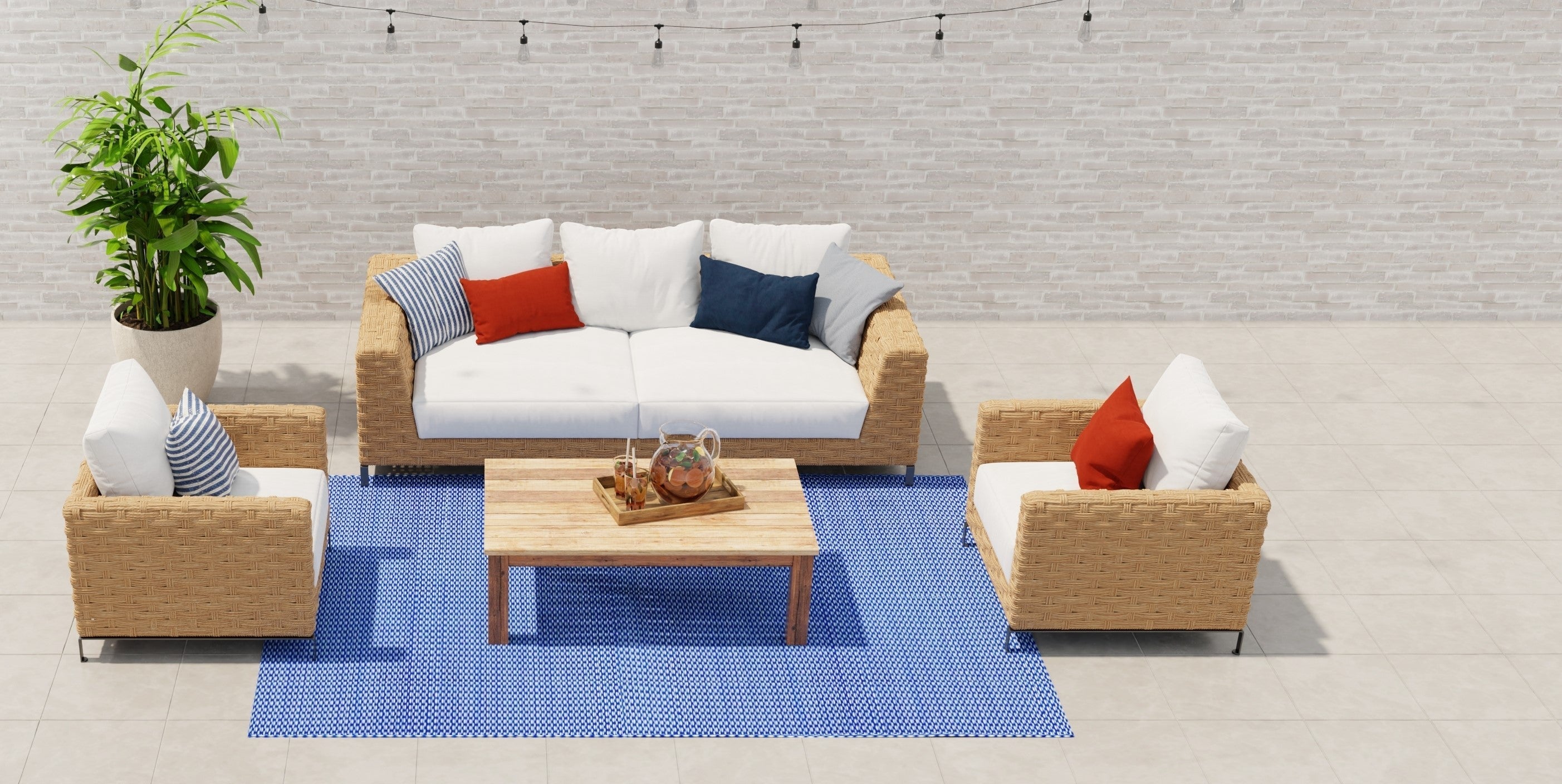 Basic Blue &amp; White Outdoor Mat