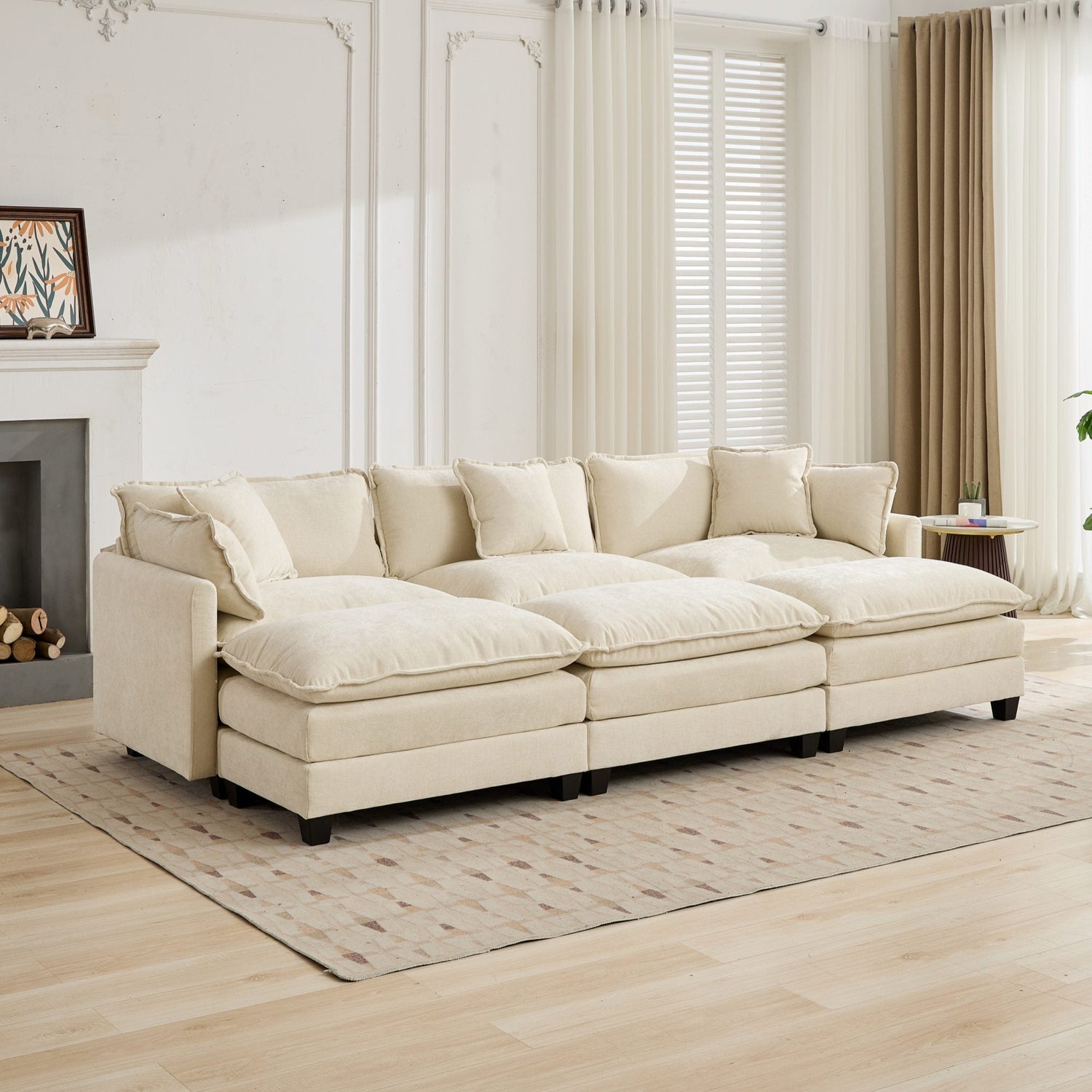 Cloud 3 Seat Sofa in Beige Chenille