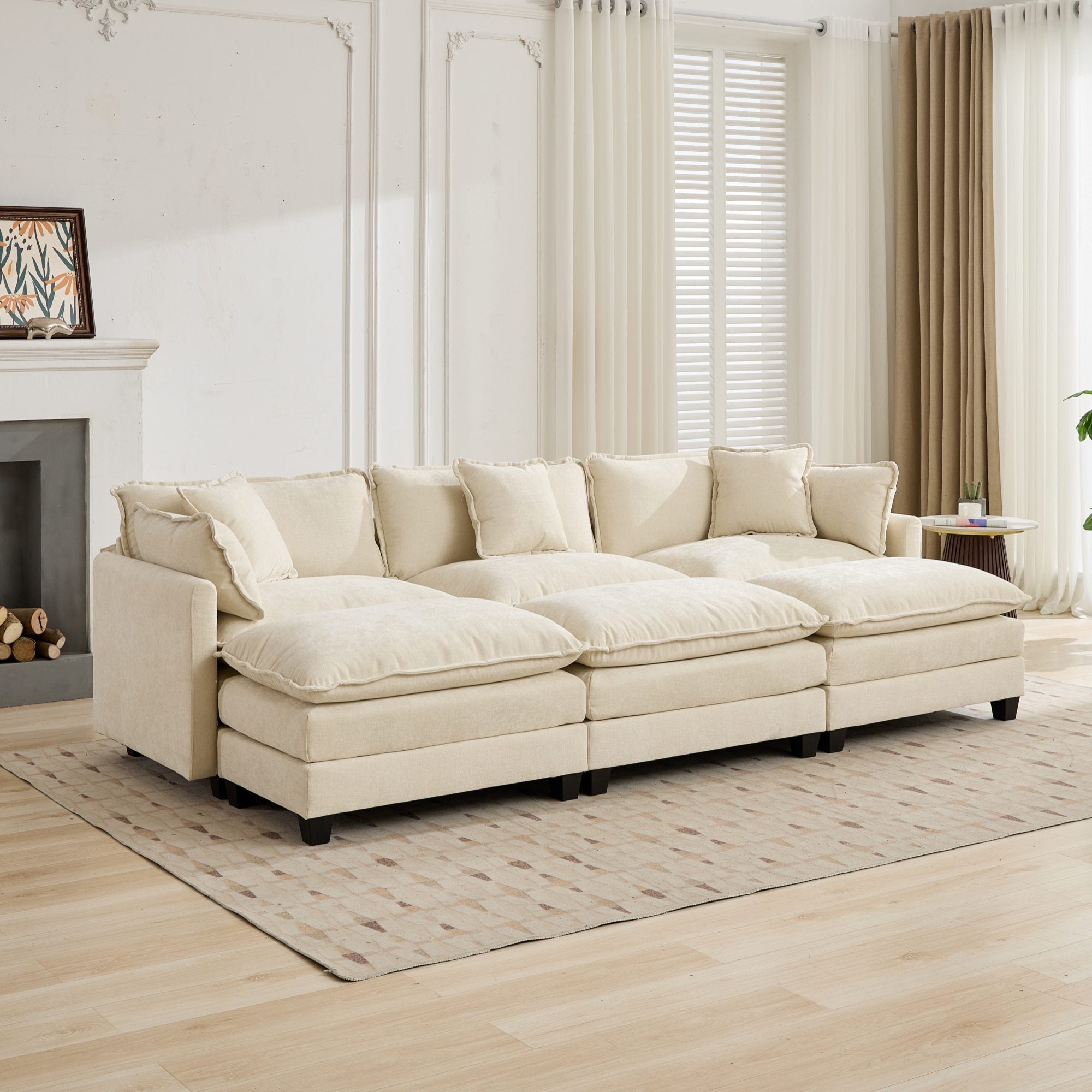 Cloud 3 Seat Sofa in Beige Chenille