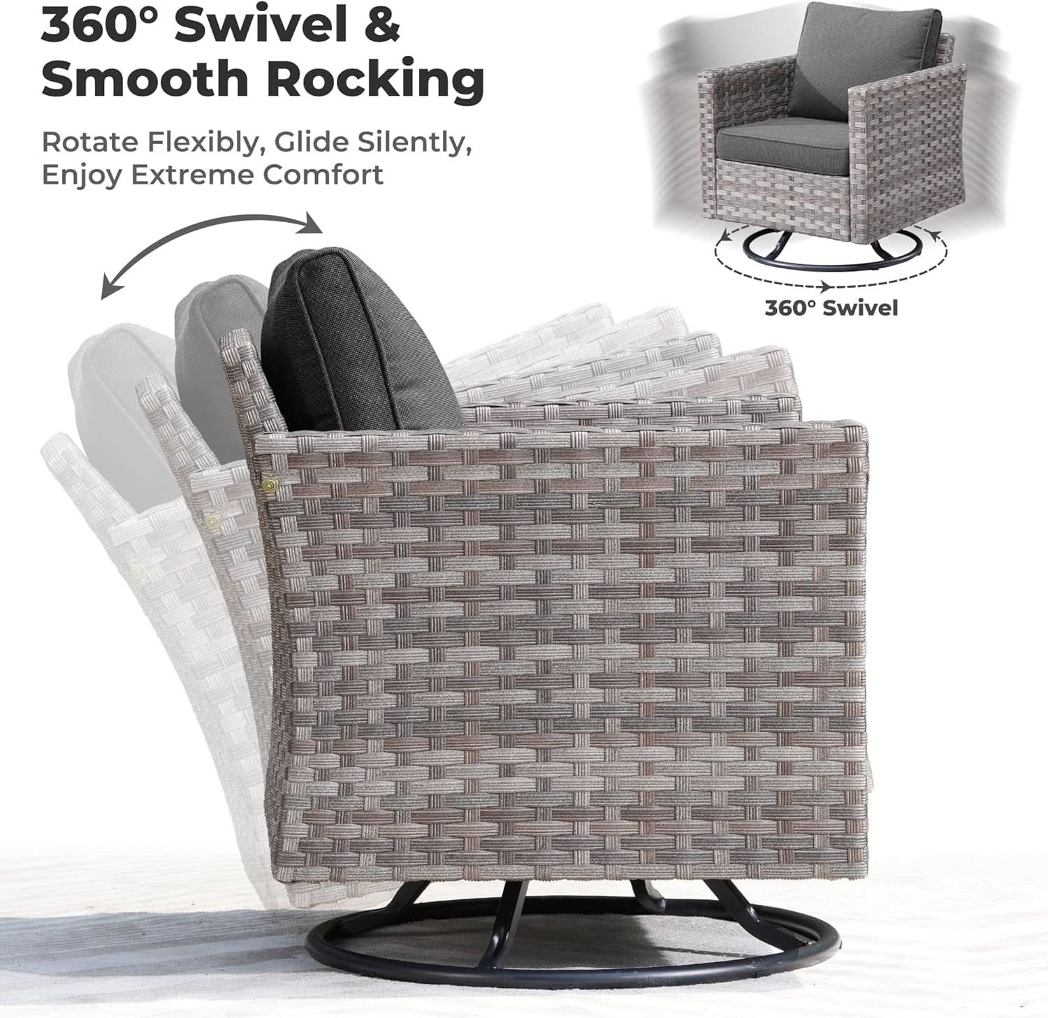 9 Piece Wicker Modular Sectional Patio Set - Gray/Black