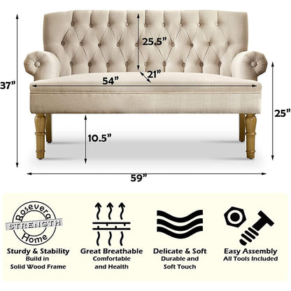 Chesterfield Tufted Loveseat Sofa in Warm Beige