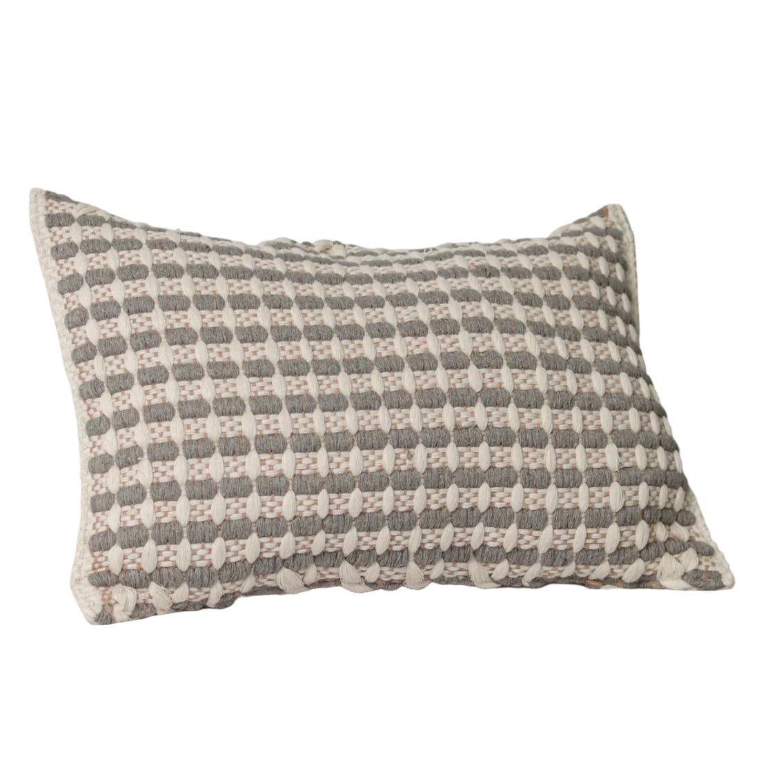 Lattice Pillow Cover - Bone w/ Cocoa and Grey