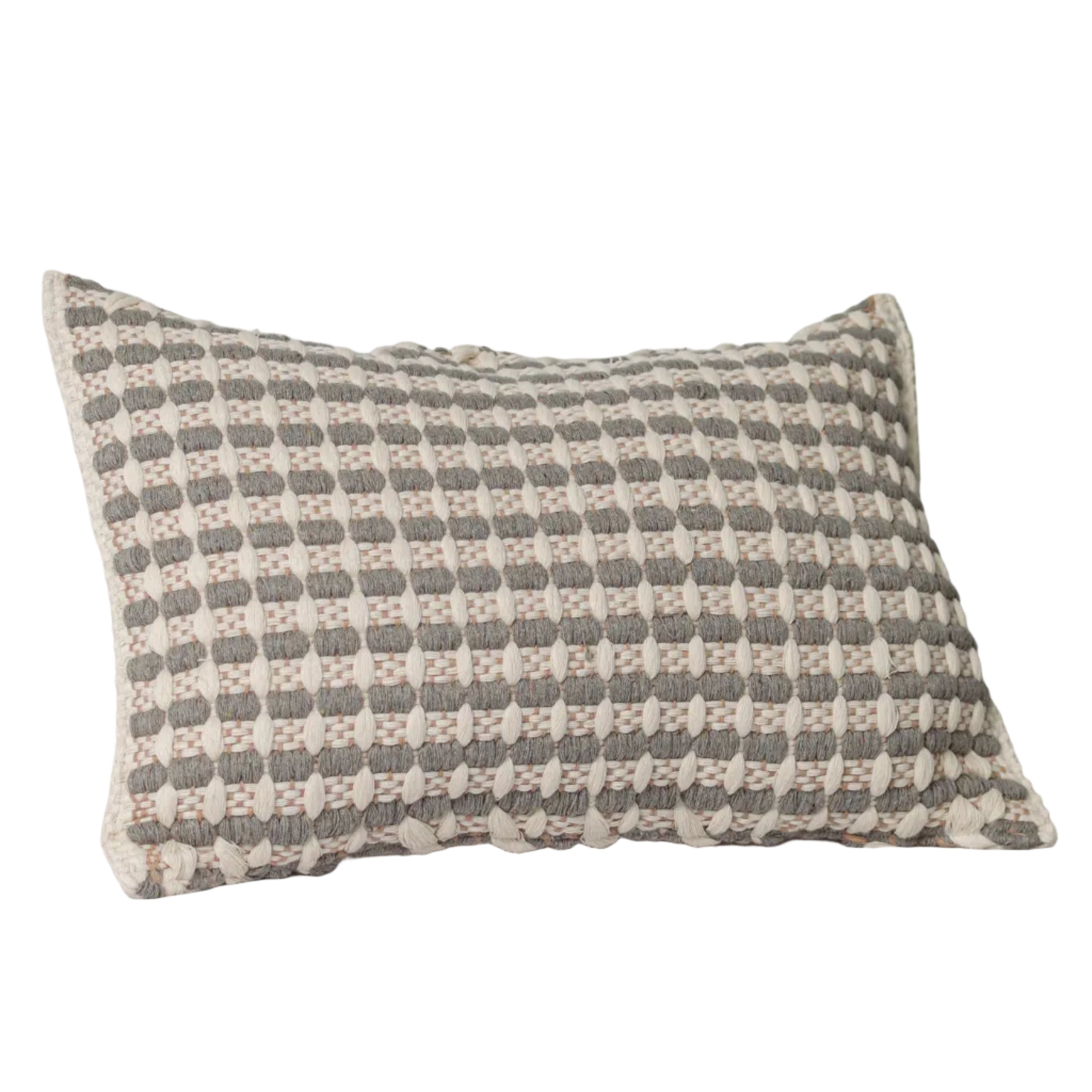 Lattice Pillow Cover - Bone w/ Cocoa and Grey