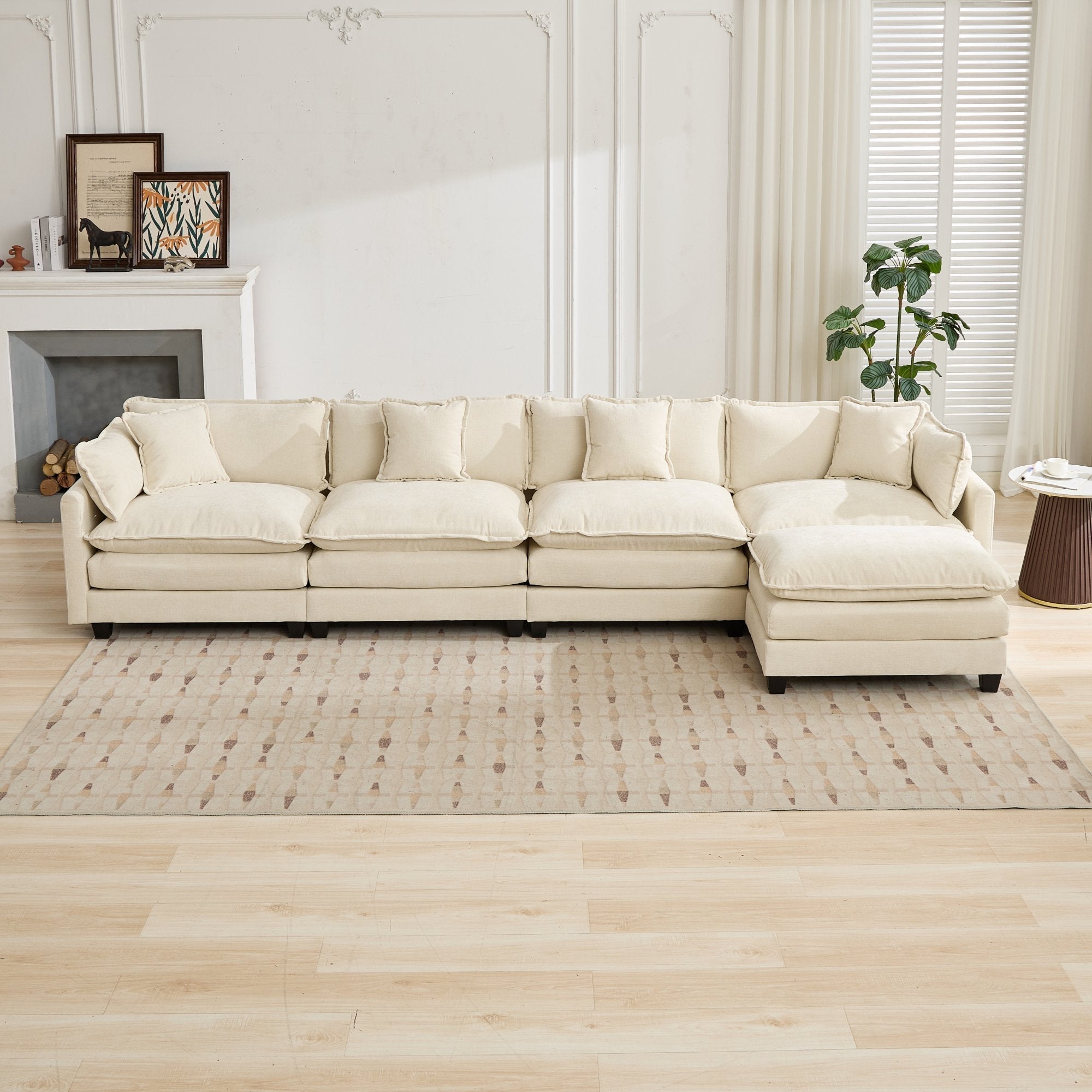 Cloud 4 Seat Sofa with Chenille Fabric in Beige