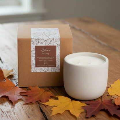 Autumn Leaves Cement Candle