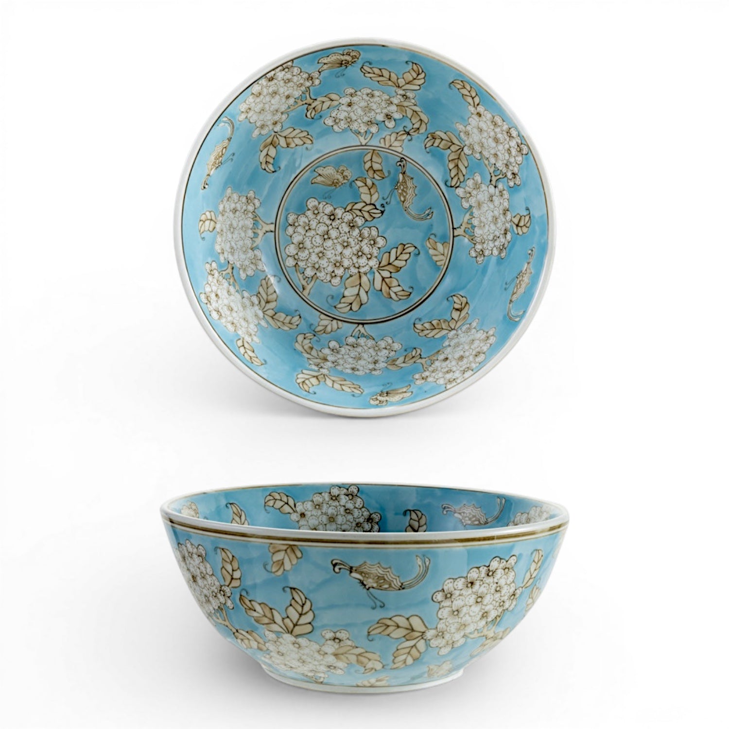 Hand-Painted Blue Ceramic Serving Bowl