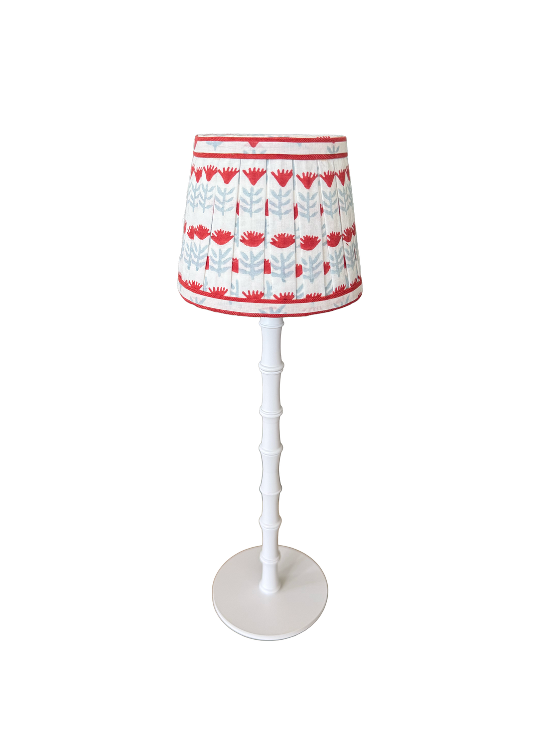 Pleated Block Print Lampshade Cover for Cordless Lamps - Claire Poppy