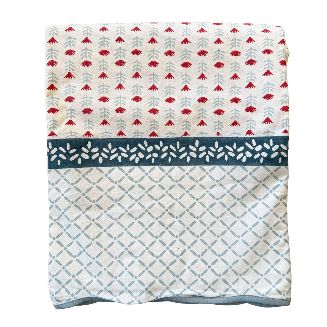 Claire Blockprint Tablecloth in Poppy - Set of 4