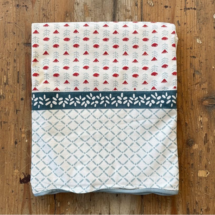Claire Blockprint Tablecloth in Poppy - Set of 4