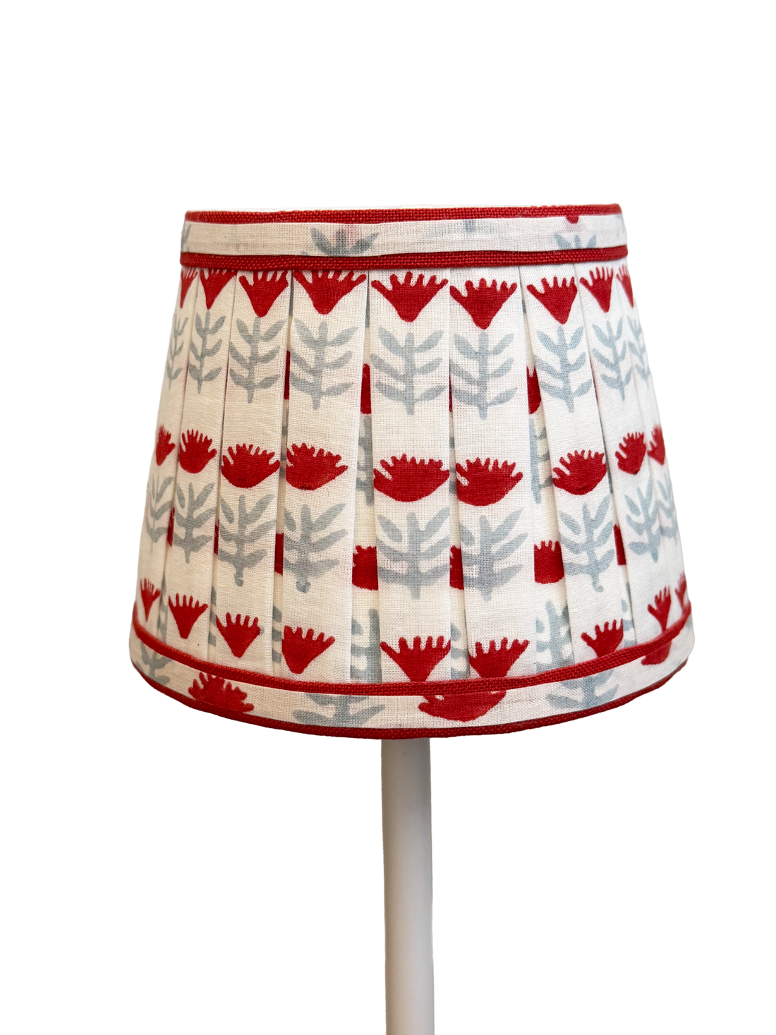 Pleated Block Print Lampshade Cover for Cordless Lamps - Claire Poppy
