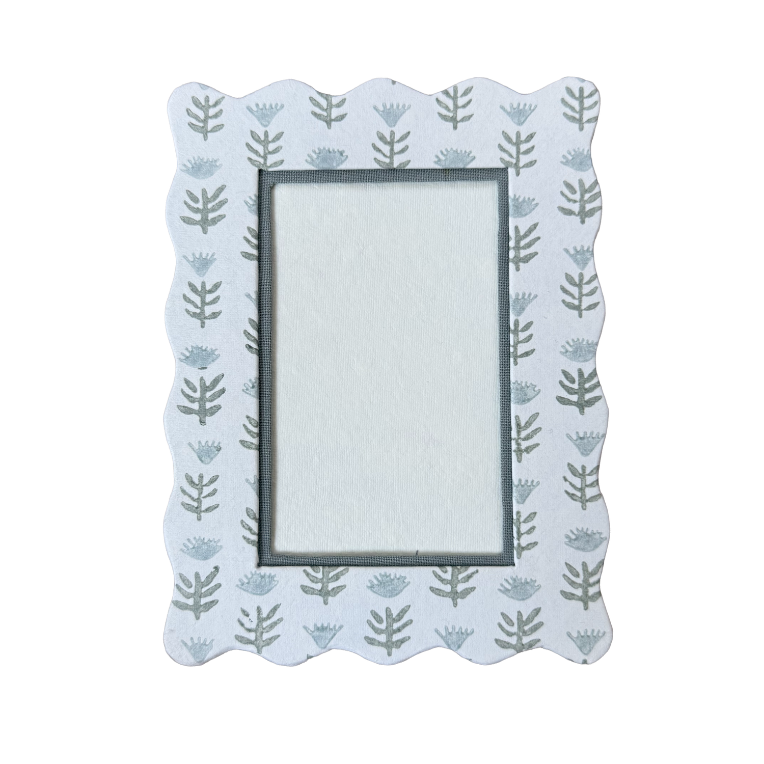 Block Printed Picture Frame - Claire Serene, Floral - 4x6
