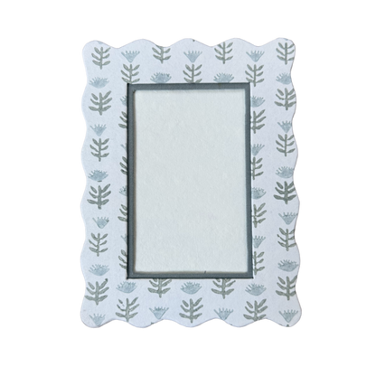 Block Printed Picture Frame - Claire Serene, Floral - 4x6