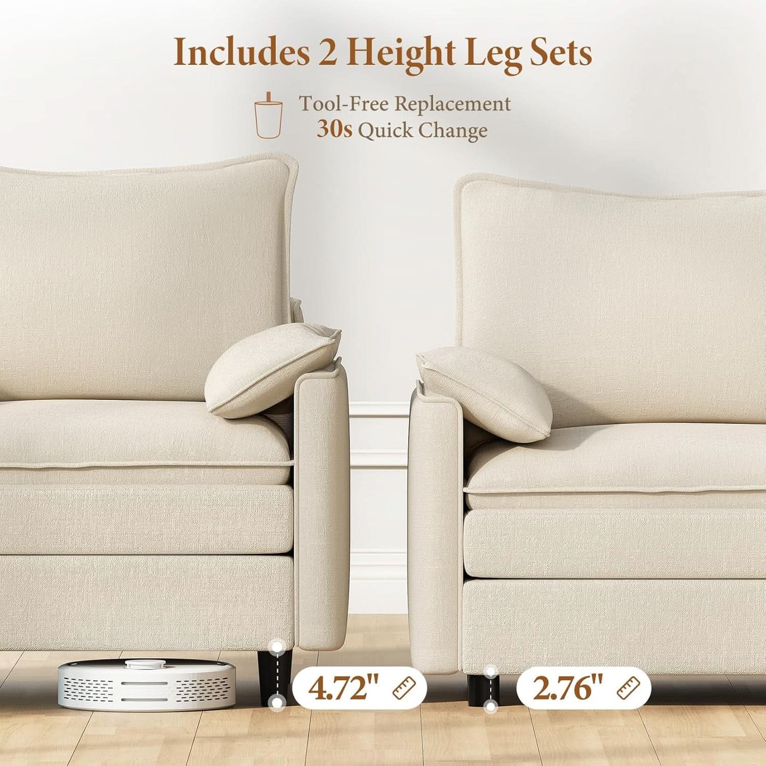 Comfy 108 Inch Modular Sectional Sofa With Ottoman - Beige