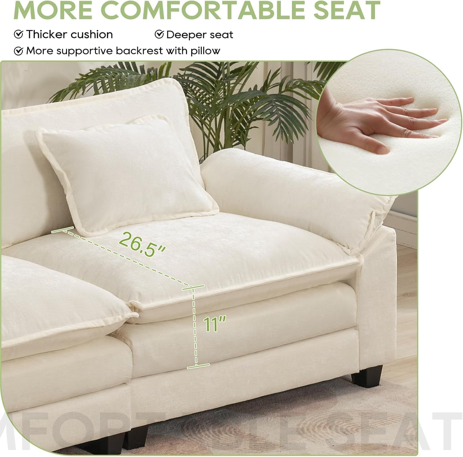 Comfy Cloud Couch Modular Sofa with Ottoman and Pillows