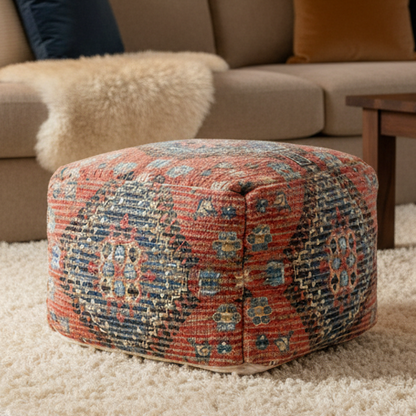Copeland Woven Jute and Cotton Pouf