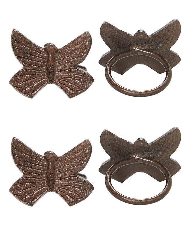 Butterfly Antique Bronze Napkin Rings - Set of 4
