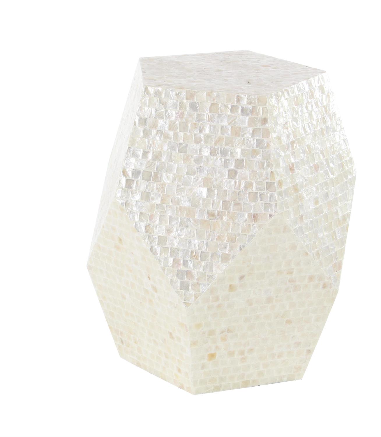 Cream Mother of Pearl Shell Handmade Accent Table
