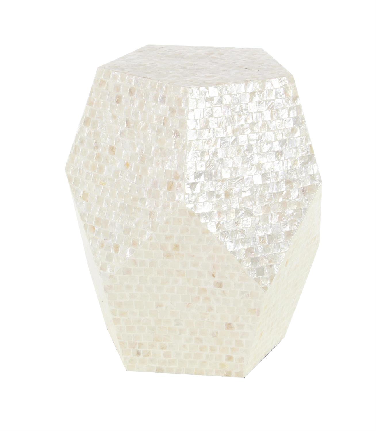 Cream Mother of Pearl Shell Handmade Accent Table
