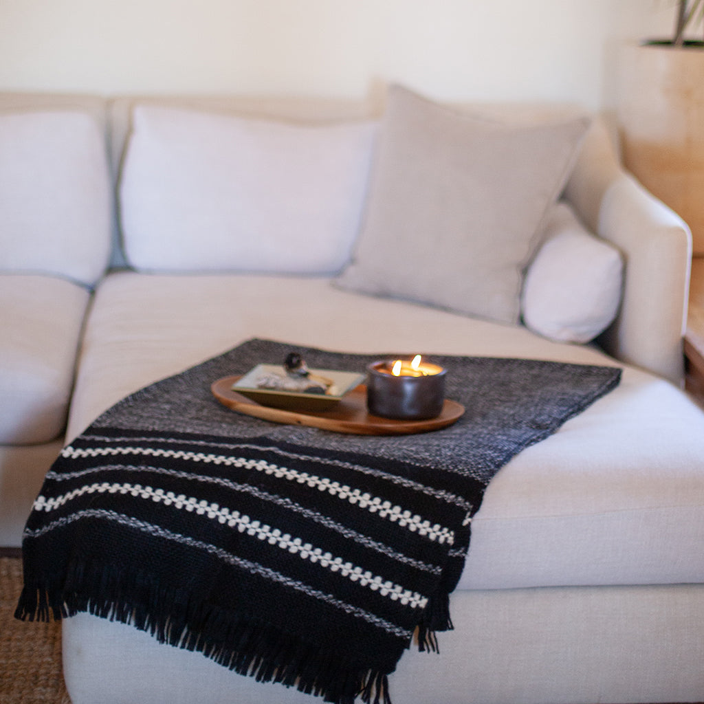Chunky Black Cuzco Alpaca Throw