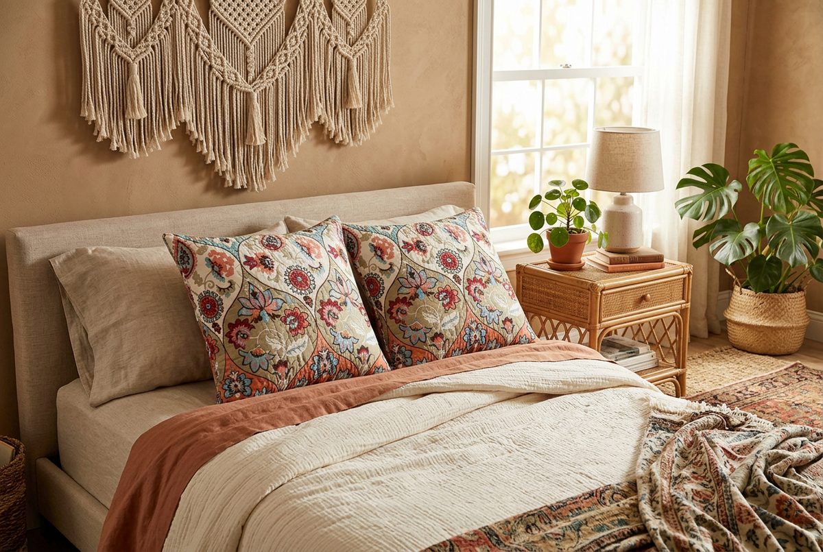 Set of 2 Garden Party Boho Throw Pillow Covers - 4 Sizes