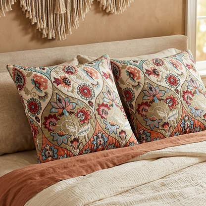 Set of 2 Garden Party Boho Throw Pillow Covers - 4 Sizes
