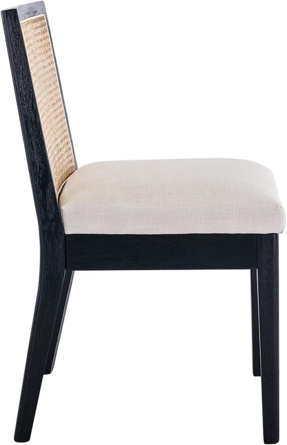 Black/Cream/Rattan Dining Chairs - Set of 6