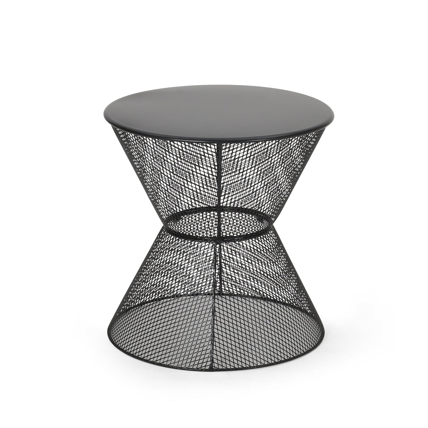 NEVADA Indoor/Outdoor Side Table in Matte Black Mesh Finish