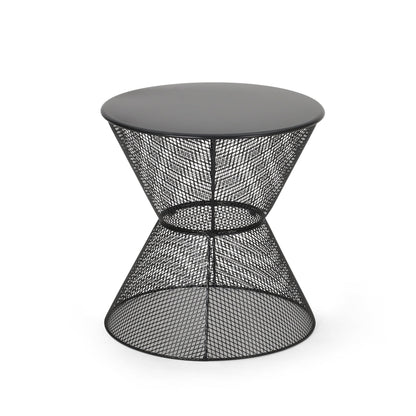 NEVADA Indoor/Outdoor Side Table in Matte Black Mesh Finish