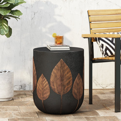 Outdoor Light Weight Concrete Side Table - Black/Copper