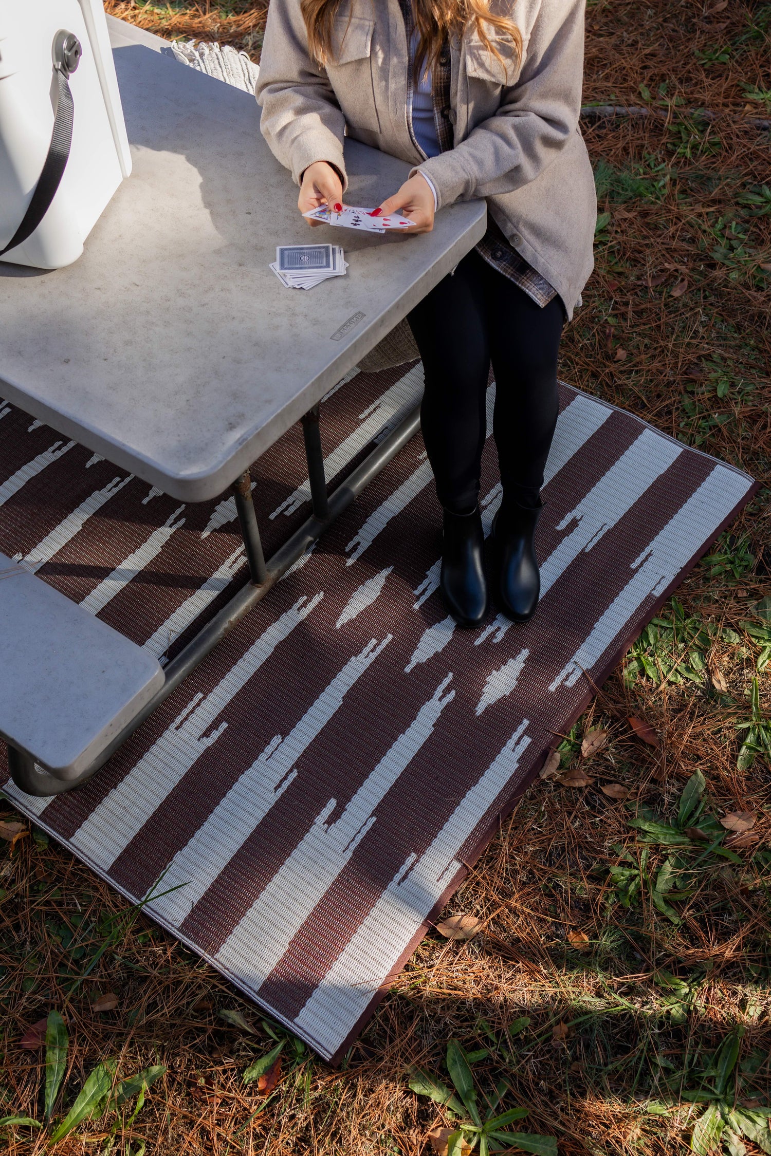 Aztec Brown &amp; Off White Outdoor Mat