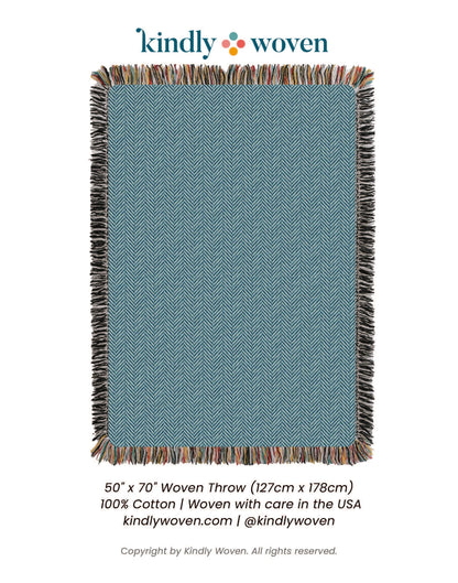 Blue Herringbone Jacquard Woven Throw