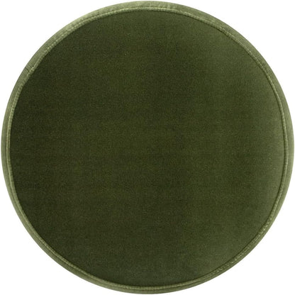 Olive Performance Velvet Round Ottoman With Fringe